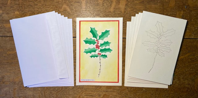Holly Sprig Greeting Cards