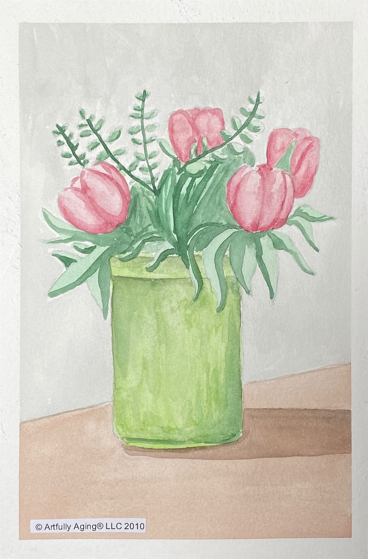 Tulips in Tall Vase