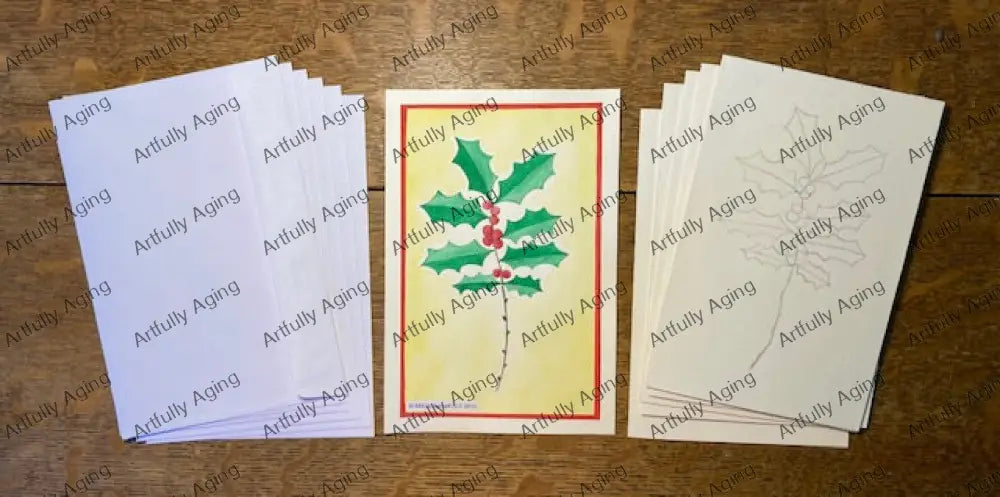 Holly Sprig Greeting Cards