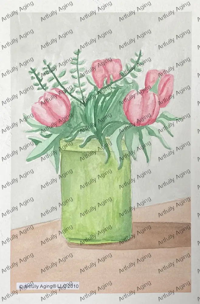Tulips in Tall Vase