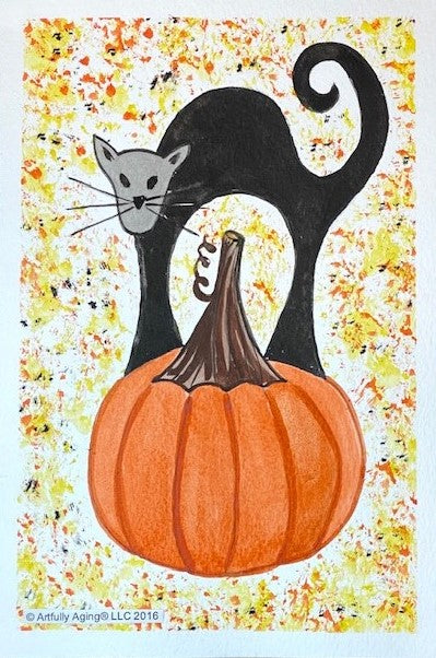 Black Cat on Pumpkin