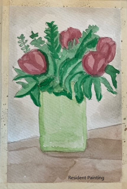 Tulips in Tall Vase